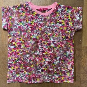 Girls’ Floral Confetti Mesh Tee – Size 9/10